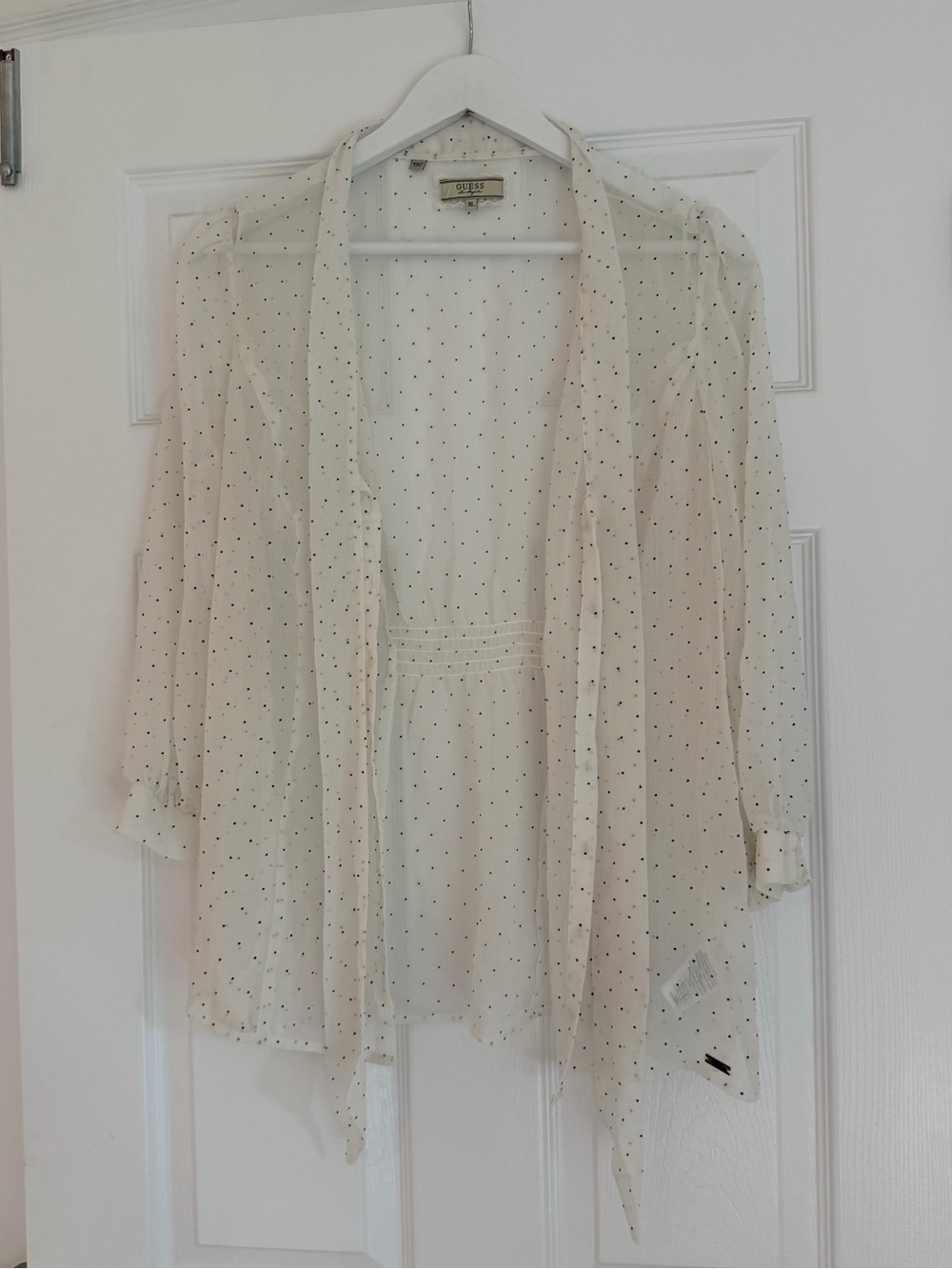 Vintage GUESS Polka Dot Tie-Front Blouse | XL | Y2K